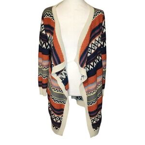 Ekklesia Aztec Southwestern Stripe Open Front Cardigan Sweater 1 Size Fits Most